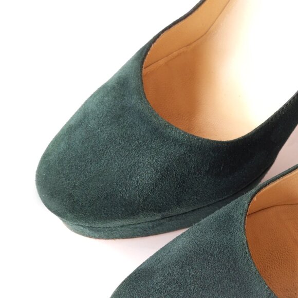 JIMMY CHOO Pumps Womens Size 9 Green Suede Platform Pumps 5.25" Heel - Picture 4 of 8